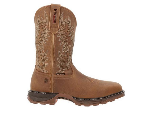 Men's Durango Maverick XP Waterproof Steel Toe Cowboy Work Boots in Rawhide Brown color