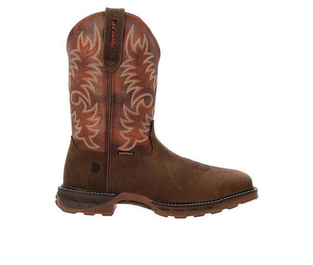 Men's Durango Maverick XP Waterproof Steel Toe Cowboy Work Boots in Cognac Brown color
