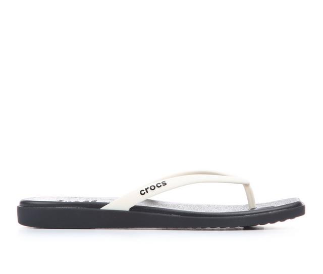 Women's Crocs Miami Two Tone Flip Flip-Flops in Black/Chalk color