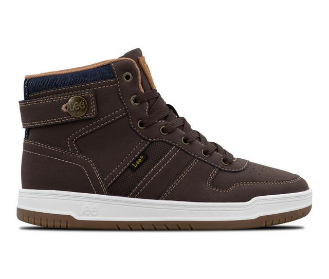 Boys' Lee Footwear Big Kid Noah Hi K High-top Sneakers in Choc/Navy Dnm color