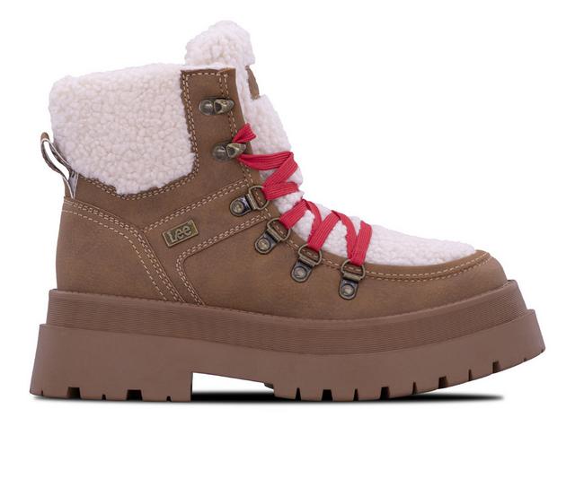Women's Lee Footwear Alexis Winter Boots in Tan/Off White color