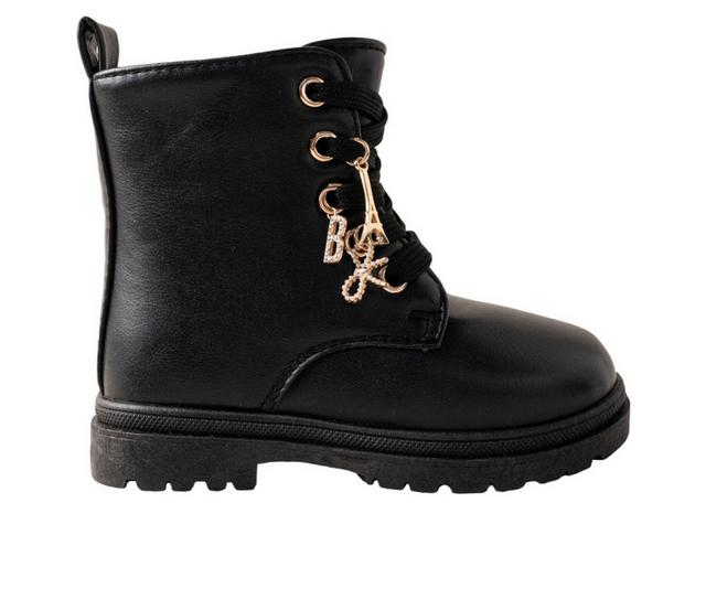 Girls' Bebe Toddler Coco Lace-Up Boots in Black color