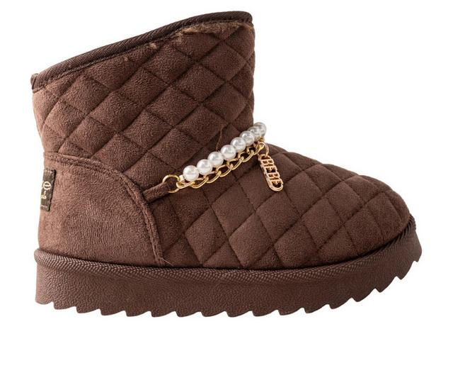 Girls' Bebe Toddler Roxie Cozy Boots in Chocolate color