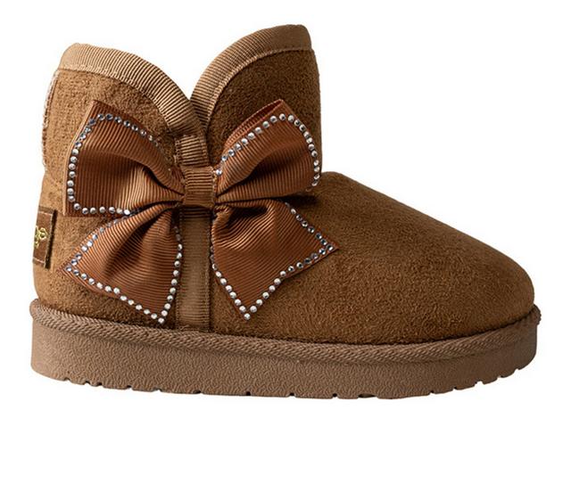 Girls' Bebe Toddler Mochi Bow Cozy Boots in Cognac color