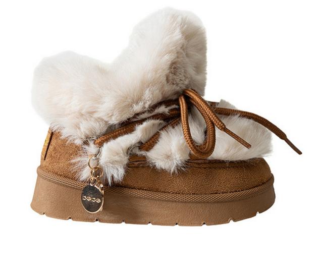 Girls' Bebe Toddler Cece Faux-Fur Cozy Boots in Cognac color