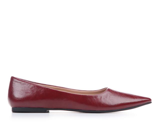 Women's Soda Abbey-S Flats in Cherry PU color