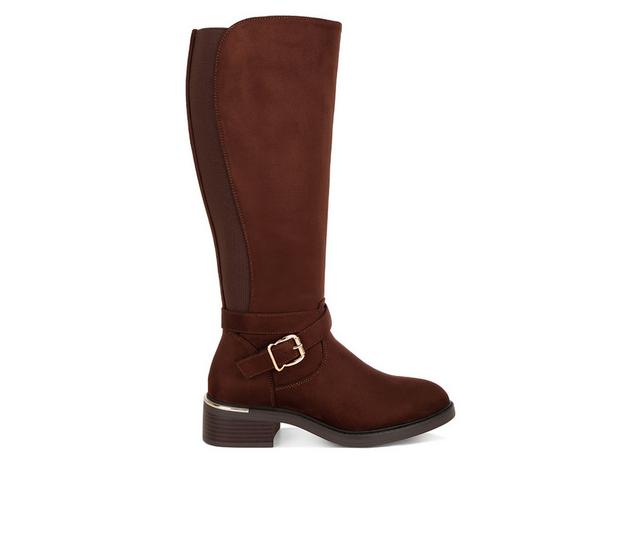 Women's London Rag  Fit Euphemia Knee High Boots in Brown Suede color