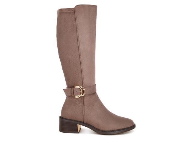 Women's London Rag Toluca Knee High Boots in Taupe Suede color