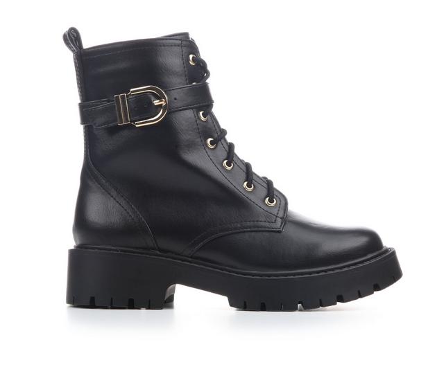 Women's Soda Cosmos-S Lace-up Boots in Black PU color