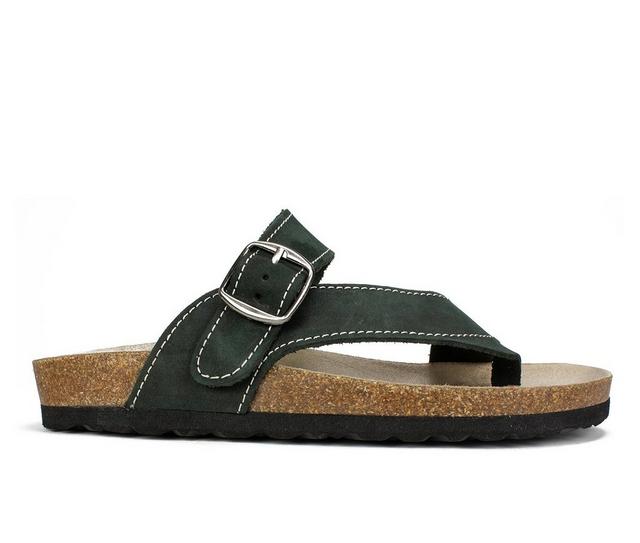 Women's White Mountain Carly Footbed Sandals in Black Nub color