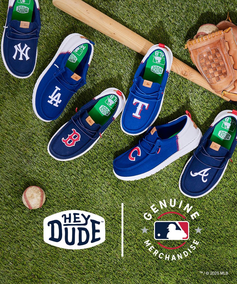 Score a home run in style with HEYDUDE MLB shoes.
