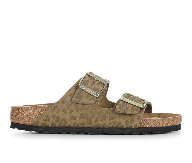 Women's Birkenstock Arizona Footbed Sandals in Khaki Leopard color