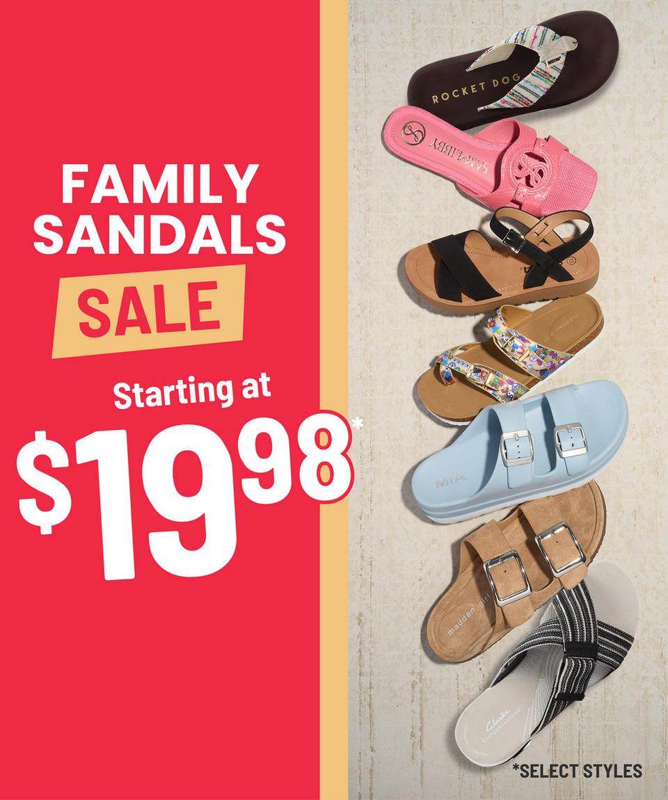 Shop sandals for the family starting at just $19.98!