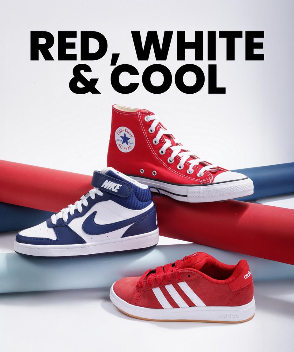 Shop red, white and cool sneakers and more just in time for July!
