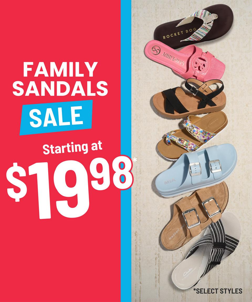 Shop sandals for the family starting at just $19.98!