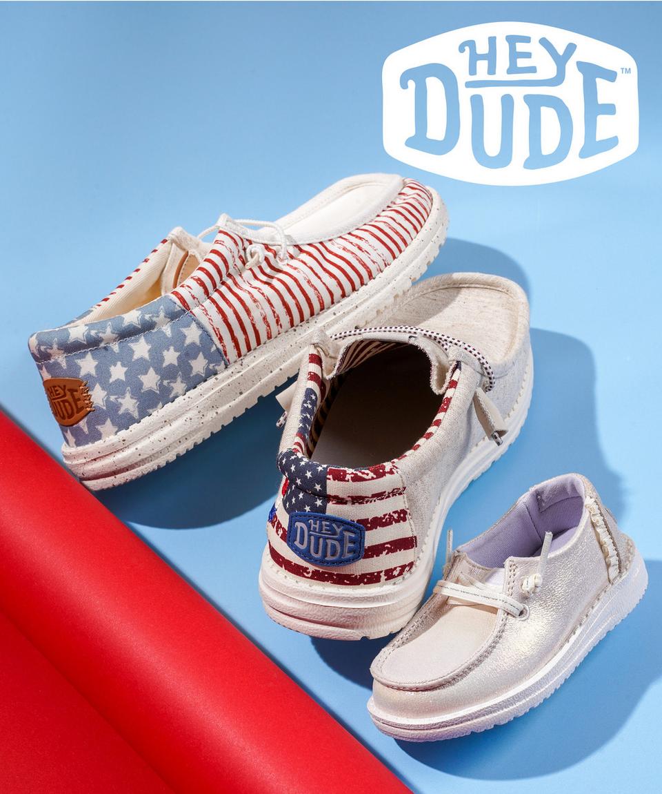 Step out in red, white and blue from HEYDUDE. 