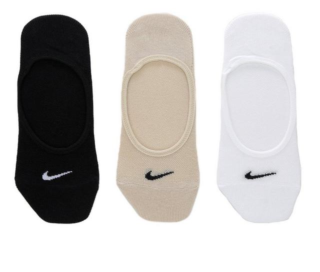 Nike 3 Pair Everyday Lightweight Footie Socks in Black/White/Tan color