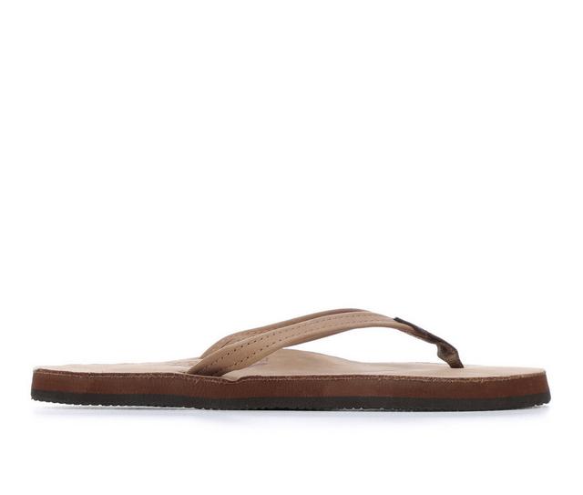 Women's Rainbow Sandals Single Layer Premier Leather -301ALTSN Flip-Flops in DARK BROWN color