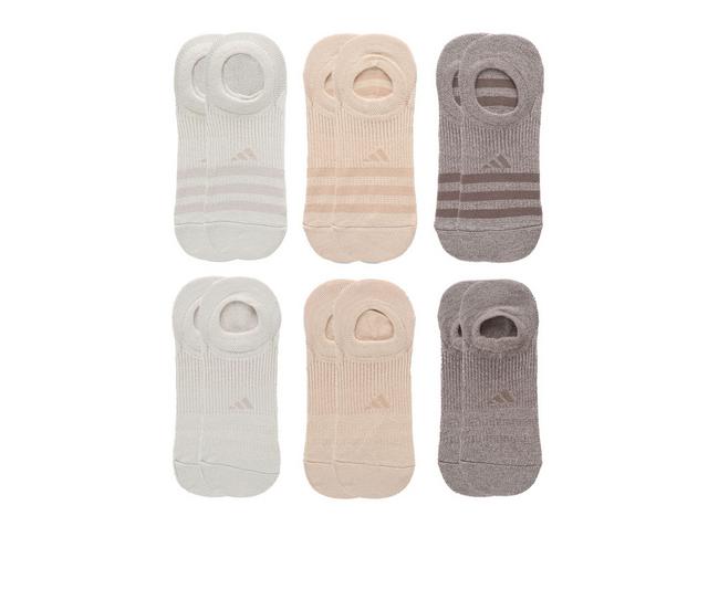 Adidas Women's 6 Pair Superlite Super No Show Socks in Beige Multi color