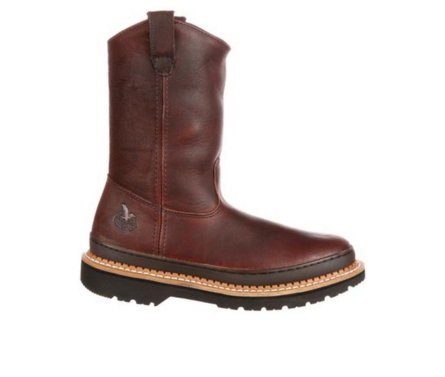 Men's Georgia Boot Giant Wellington Pull-On Work Boots in Soggy Brown color