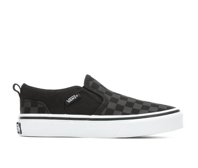 Kids' Vans Little Kid & Big Kid Asher Slip-On Skate Shoes in Blk/Blk Check color