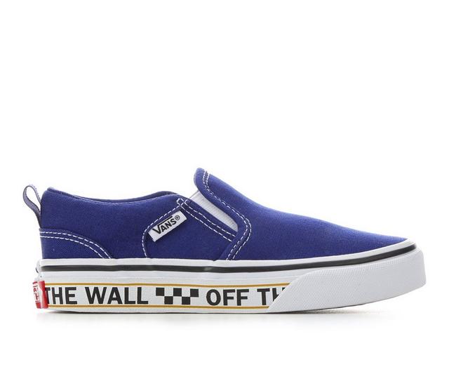 Kids' Vans Little Kid & Big Kid Asher Slip-On Skate Shoes in blue/wht/sidewa color