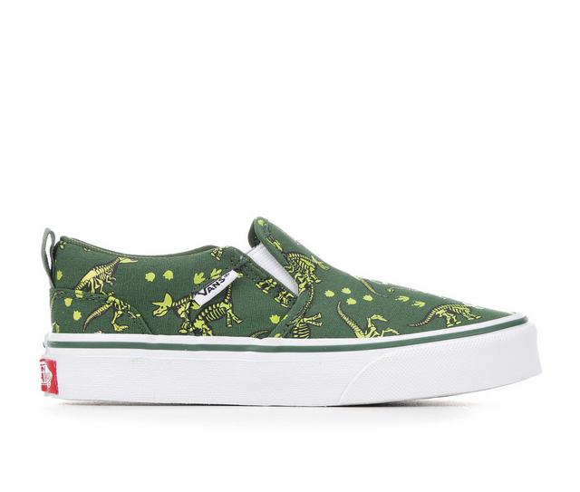 Kids' Vans Little Kid & Big Kid Asher Slip-On Skate Shoes in Dino/Green/Wht color