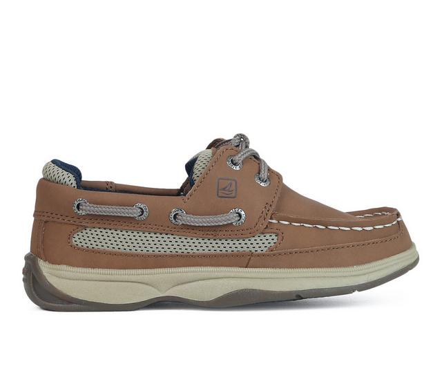 Boys' Sperry Little Kid & Big Kid Lanyard Boat Shoes in Dark Tan/ Navy color