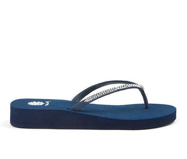 Women's Yellow Box Jello Flip-Flops in Navy color