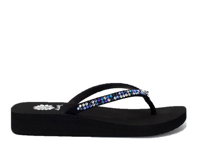 Women's Yellow Box Jello Flip-Flops in Navy Multi color