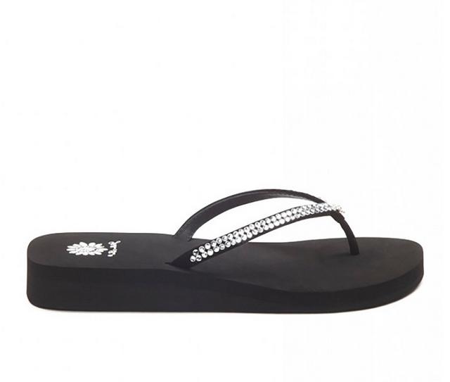Women's Yellow Box Jello Flip-Flops in Black Pewter color