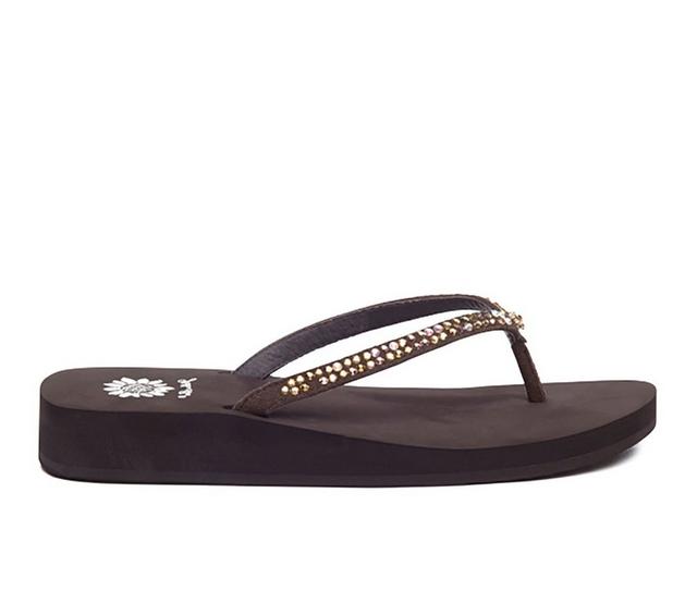 Women's Yellow Box Jello Flip-Flops in Bronze Brown color