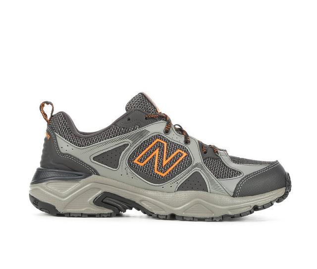 Men's New Balance MT481 Trail Running Shoes in Grey/Blk/Org color
