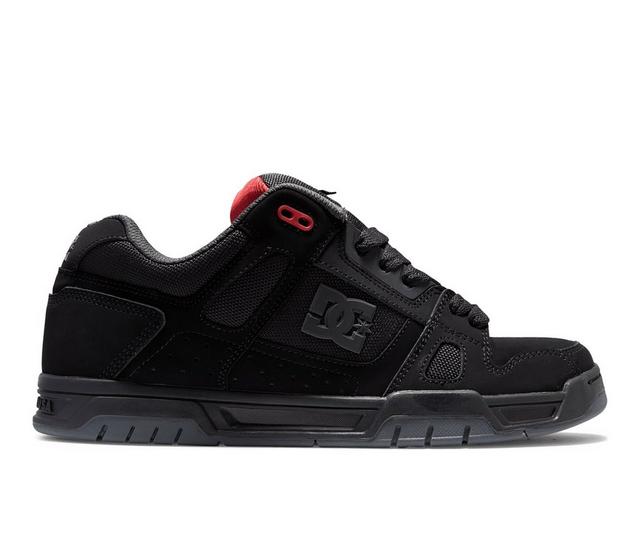 Men's DC Stag Skate Shoes in Black/Grey/Red color