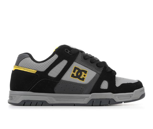 Men's DC Stag Skate Shoes in Grey/Blk/Yellow color