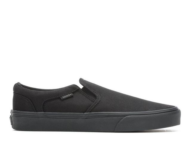 Men's Vans Asher Slip-On Skate Shoes in Black/Black color