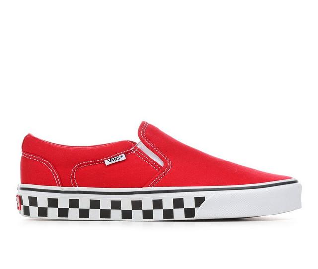 Men's Vans Asher Slip-On Skate Shoes in Red SW Check color