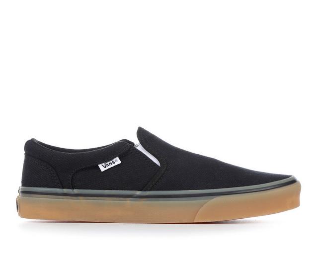 Men's Vans Asher Slip-On Skate Shoes in Gum/Black color