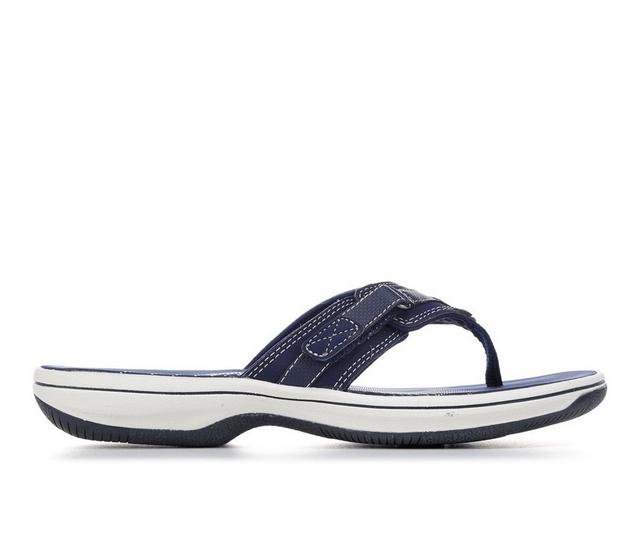 Women's Clarks Breeze Sea Flip-Flops in Navy color