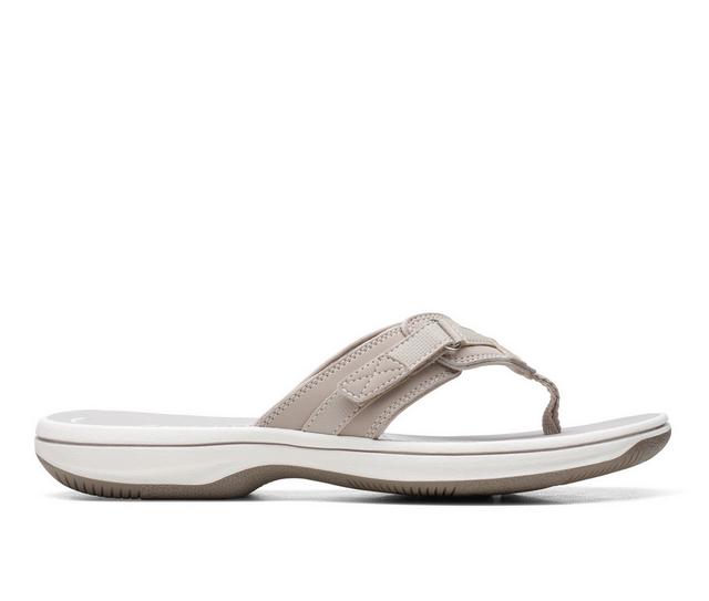 Women's Clarks Breeze Sea Flip-Flops in Light Taupe color