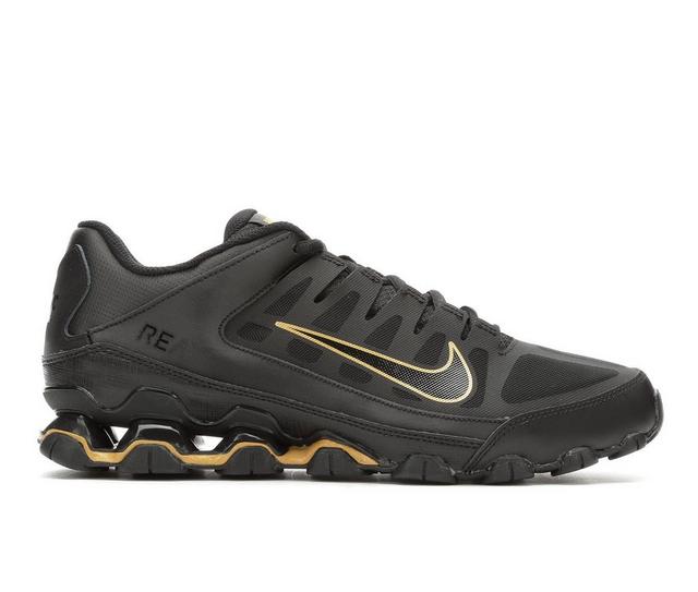 Men's Nike Reax 8 Mesh Training Shoes in Blk/Gld 020 color