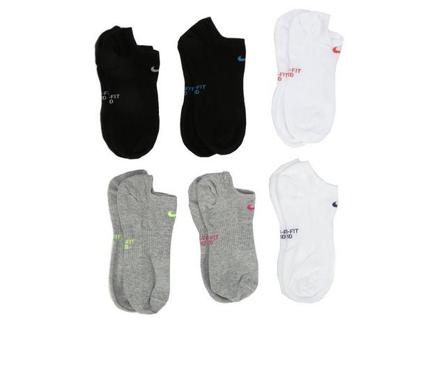Nike Women's 6 Pair Lightweight No Show Socks Socks in Black/Wht/Grey color