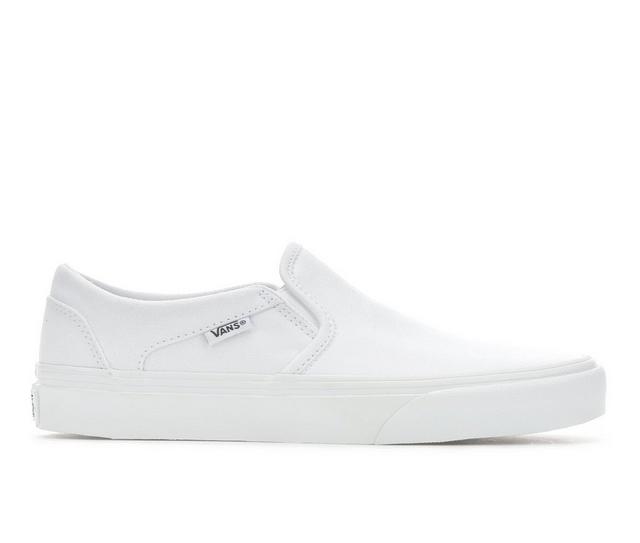 Women's Vans Asher Slip-On Skate Shoes in White Mono color