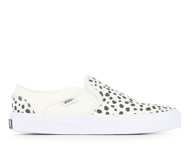 Women's Vans Asher Slip-On Skate Shoes in Dots Black Ink color