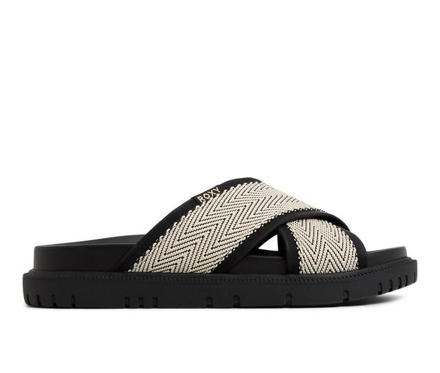 Women's Roxy Capri Sandals in Cream/Black color