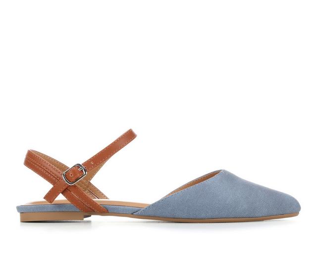 Women's Y-Not Hadley Flats in Denim/Tan color