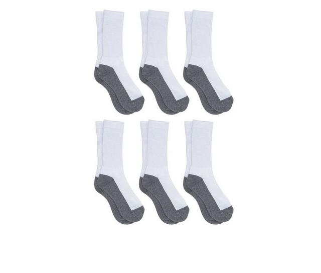 Sof Sole  6 Pair Comfort Cushioned Crew Socks in White 10-4.5 S color
