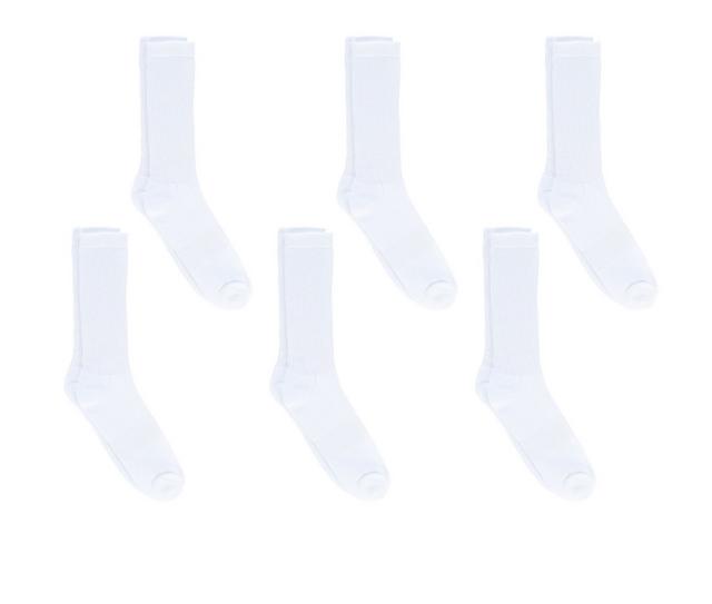 Sof Sole  6 Pair Comfort Cushioned Crew Socks in White 13-16 XL color