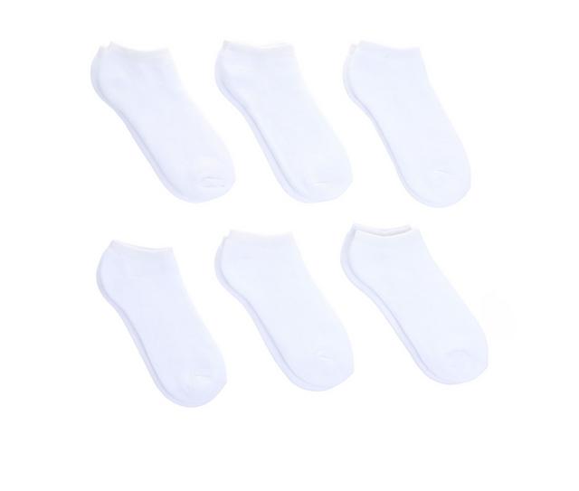 Sof Sole Adult 6 Pair No Show in White 10-12.5 L color