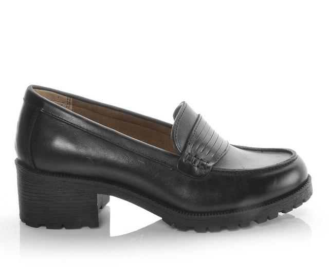 Women's Eastland Newbury Heeled Penny Loafers in Black color